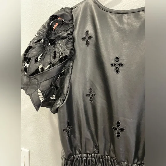 NWT Anthropologie The Somerset Maxi Dress: Faux Leather Embroidered Edition L - Picture 11 of 13